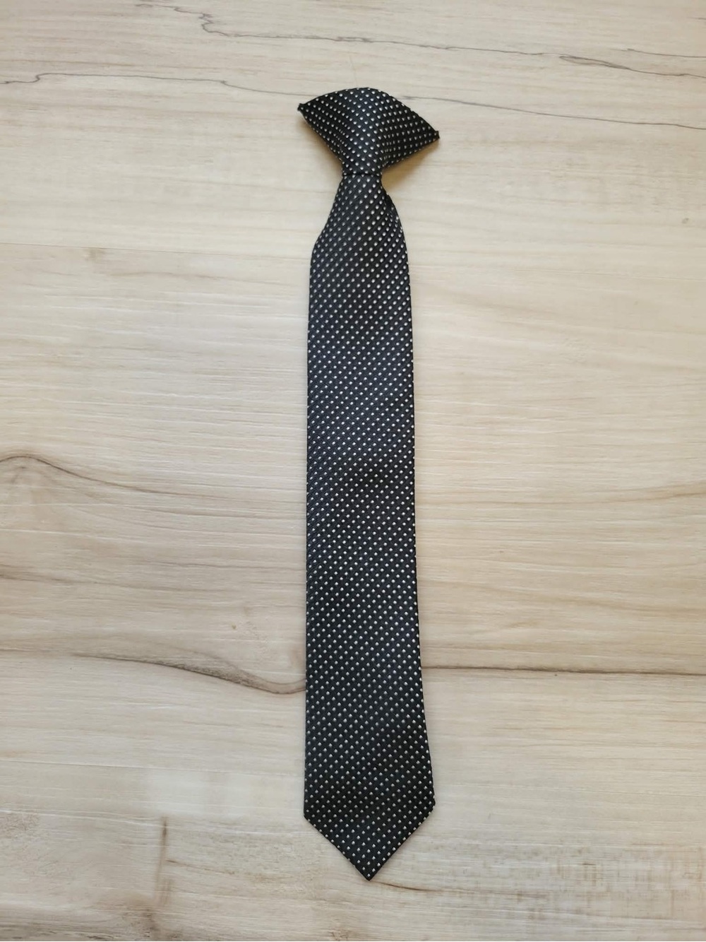 Kids Classic Black Microdot Clip On Tie